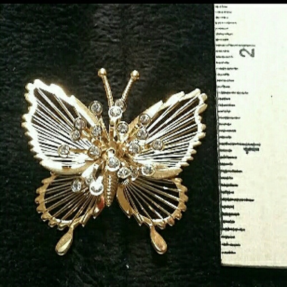 Vintage harp butterfly brooch - Picture 3 of 5